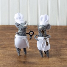 Primitives By Kathy Felt Mouse Ornament Kitchen Mice Set 2 Chef Critter Cook  picture