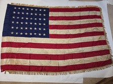 Vintage 48 Star American Flag Nylon 6'x4' Gold Fringe picture