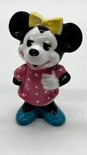 VTG Minnie Figurine Walt Disney Productions Japan Pink Shirt White Polka Dots picture