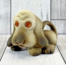 Vintage Roselane Sparkler Hound Dog Figurine MCM California Pottery Jeweled Eyes picture