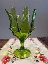 RARE VINTAGE VIKING 8 Fingers Handkerchief Swung Vase 9” MCM 1960 Rare 8 petals picture