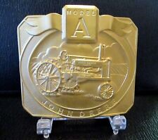 John Deere Belt Buckle Model A Two-Cylinder Tractor 24K Gold Plated 1989 LE jd picture