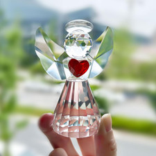HDCRYSTALGIFTS Crystal Guardian Angel Figurine Art Glass Angel Statues Gifts for picture