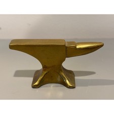 ⁠Vintage Solid Brass Miniature Anvil Paperweight 3.5