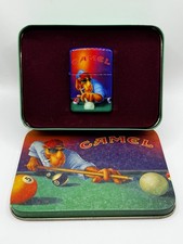 Zippo Joe Camel Pool Player Design Collectible Lighter w/ Tin Case Vintage picture