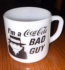 Vintage Federal Glass Rare Coca-Cola Bad Guy Milk Glass Mug I Had a Bad Idea USA picture