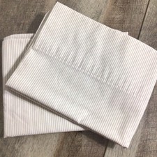 Vintage Martha Stewart Pair of Standard Pillowcases Beige Stripe picture