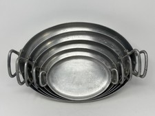 Vintage Set of 5 Bourgeat Oval Aluminum Nesting Roasting Pan Made In France picture