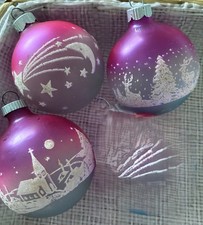 SOLD 2 BARBARA Lot 3 VTG Unsilvered Glass Ombre BALL Christmas Ornaments picture