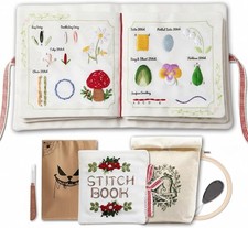 Beginner Embroidery Stitch Book with Fabric Pages, 32 Essential Stitches in S... picture