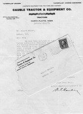 1931 Letter from Cauble Tractor & Equip-North Platte Nebraska to Zander, McCook picture