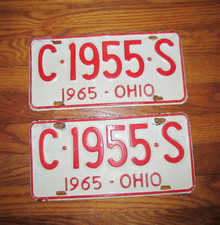 1965 Ohio License Plate Pair - 