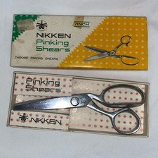 Vintage Nikken Pinking Shears Chrome 7” With Original Box Preowned picture