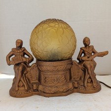 1930's Antique Art Deco Harlequin musicians bronze spelter table Lamp picture