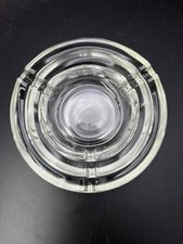 Vintage Clear Glass Round Ashtrays Mixed Sizes Heavy Glass picture