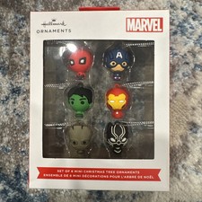 NEW Hallmark Marvel Super Heroes Miniature Christmas Ornaments Set of 6 Mini picture
