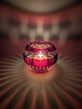 Faberge Nadya Crystal Votive Candle Holder Ruby Cut to Clear Signed No Box picture