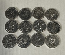 1969 Shell’s Famous Facts and Faces Game Tokens - 12 Assorted - Franklin Mint picture