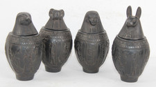 4 UNIQUE ANCIENT EGYPTIAN 4 CANOPIC Jars Pharaonic Mummification Statues (QO) picture