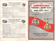 1920s LUNKENHEIMER FERRENEWO and RENEWO VALVES industrial plant parts pamphlet picture