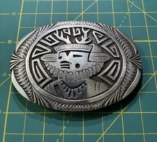 Vintage Notable Navajo Artist Gilbert Nelson Sterling “Deer Kachina” Belt Buckle picture