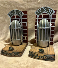 Grand Ole Opry WSM 75th Anniversary Microphone Bookends Pair, Resin Art Deco picture
