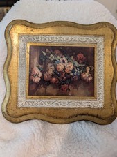 4 VINTAGE Italian Florentine Gilded  Wooden Plaques Landscaped Scenes WALL ART picture