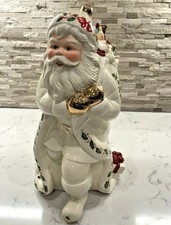 VTG LENOX 1999 CHRISTMAS HOLIDAY SANTA COOKIE JAR  2 PC LIMITED EDITION picture