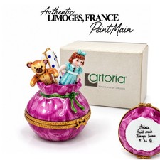RARE Limoges Artoria Peint Main France Toy Sack Teddy Doll Gift Trinket Box picture