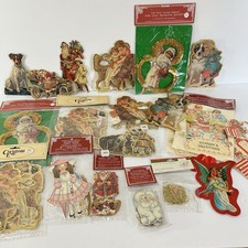 Vtg Merrimack Shackman + Others Xmas Die Cut Ornaments & Gift Tags - Lot of 60 picture