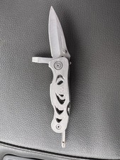 Leatherman E308 Pocket Knife Liner Lock Plain Edge Blade Multi Tool Silver picture