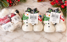 Transpac Retro Christmas Snowman Salt Pepper Shakers Lot of 3 Sets Ceramic NWT picture
