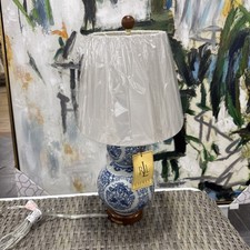 Ralph Lauren Porcelain Blue Asian Koi Fish Double Gourd Table Lamp 20” New~ picture