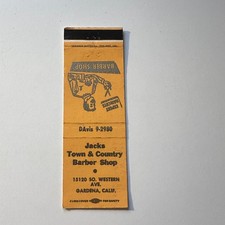 Jacks Town & Country Barber Shop Gardena CA Vintage Matchbook Cover 5MB126-2-1 picture