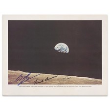 Apollo 8 Crew Signed NASA Earthrise 11x14 Lithograph Borman Lovell Anders COA picture