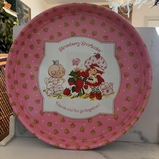 Vintage Strawberry Shortcake Pink 80s Tin Metal Tray 14