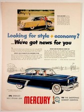 1955 Mercury Cars Vintage Ad Style Economy Mobilgas Run Champion Original Print picture