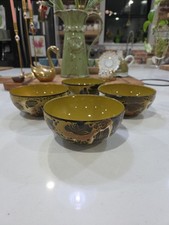 Vintage Set Of 4 60s Hanova of Pasadena Lava Glazed Enamel Steel Bowl MCM Decor picture