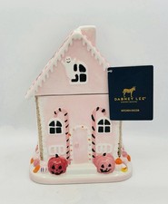 🩷🖤NWT Dabney Lee Large Ceramic Pink Halloween Haunted House Cookie Jar picture