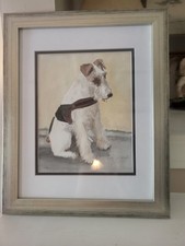 Wire Fox Terrier  Original Watercolor by Liz Ward Framed OOAK z picture