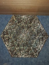 VTG Georges Briard Iberia 22K Gold Embossed Hexagon Glass Tray Platter MCM 11x11 picture