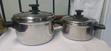 2 Rena-Ware 3, 2 Qt Pot Pan W Lids 3 Ply 18/8 Stainless Steel Made In USA picture