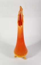 Vintage LE Smith Bittersweet 13” MCM Orange 3-Toe Swung Glass Vase Three Flower picture