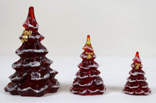Exquisite Vintage Fenton Red Glass Christmas Tree Set Of 3 picture