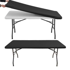 8ft Fitted Tablecloths Rectangle, Non-Slip Elastic Corners, 2 Pack picture