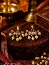 Tradational Bugadi Earrings for Women Gold Plated CZ Pearl for women and girls picture