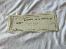 STEAMER CITY OF HARTFORD, HARTFORD & N. YORK STEAMBOAT CO. CHECK 1857 picture