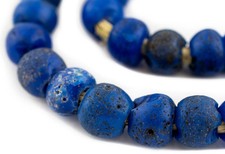 Antique Ethiopian Blue Dutch Dogon Trade Beads 20mm Nigeria African Round Glass picture