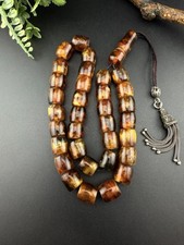 Antique Pressed Amber Islamic Tasbih Prayer Rosary 33-Bead مسبحة مسباح كهرب كبس picture
