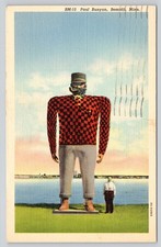 Minnesota Postcard LOT 2 Bemidji MN Paul Bunyan Statue & Babe His Blue Ox LINEN picture